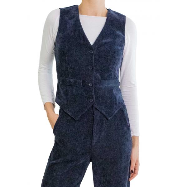 Gilet in velluto denim "Eva"